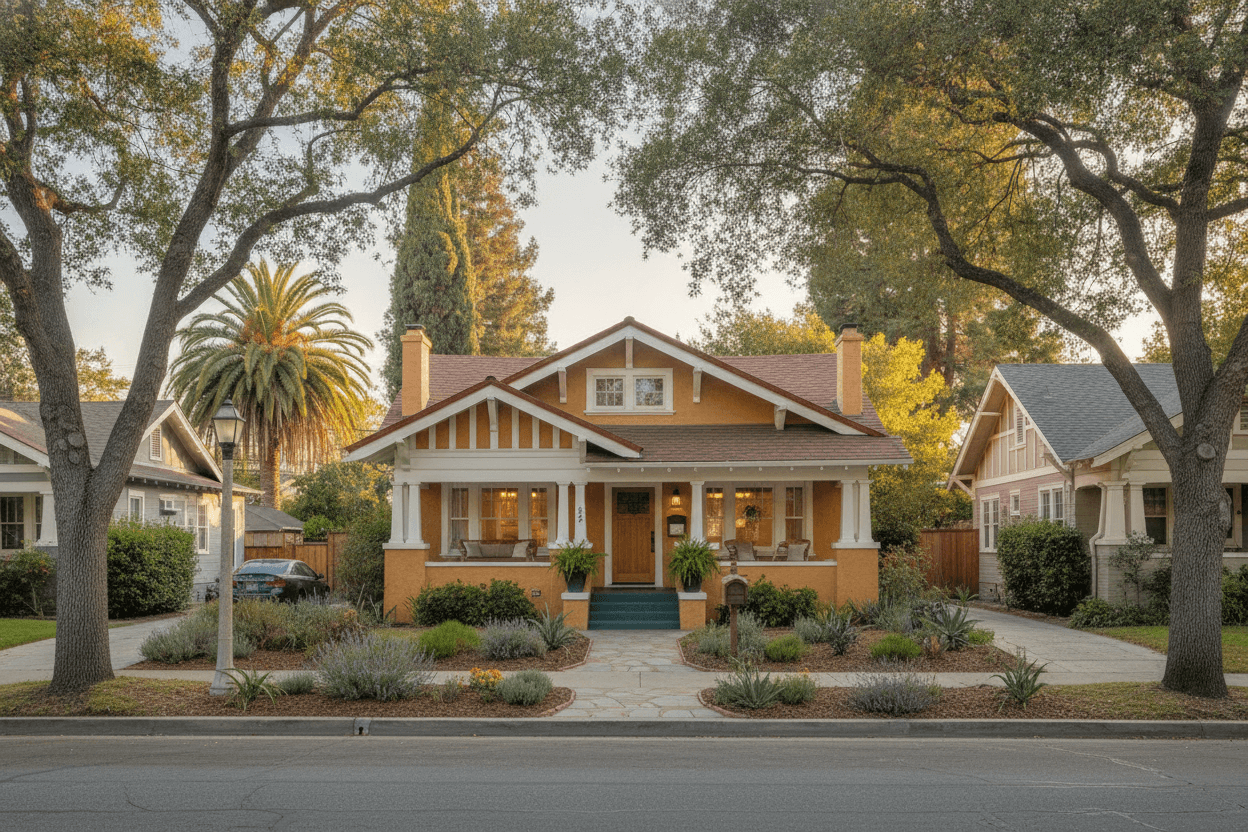 Full bungalow on a tree-lined neighborhood street