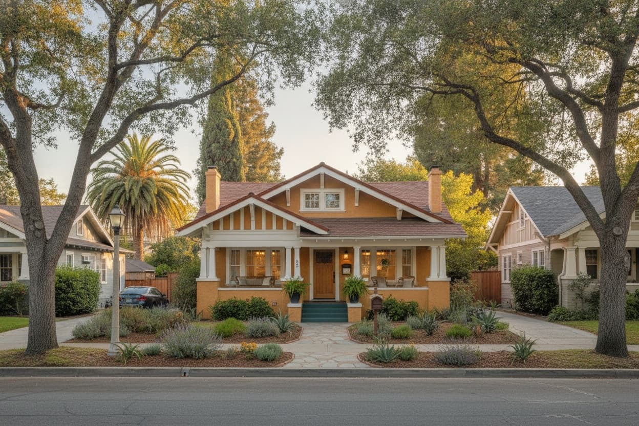 Craftsman home on a tree-lined San Jose street